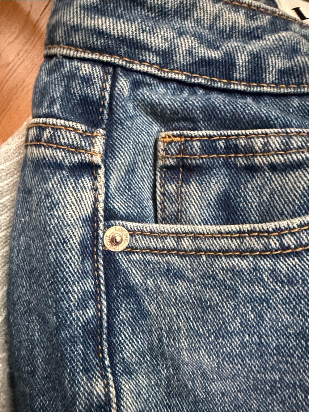 Loewe Medium Blue Straight-Leg Jeans with Tan Leather Patch - Picture 16 of 16